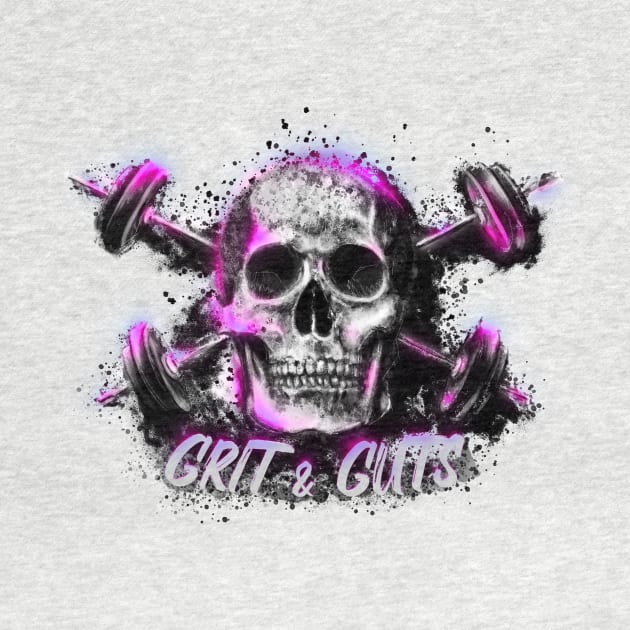 Grit and Guts Skull Neon Pink by Jarrodjvandenberg